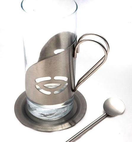 Irish Glass and Metal Tea Cup with Straw